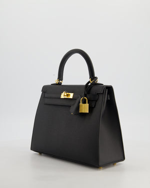 *HOT* Hermès Kelly 25 Sellier Bag in Noir Epsom Leather with Gold Hardware