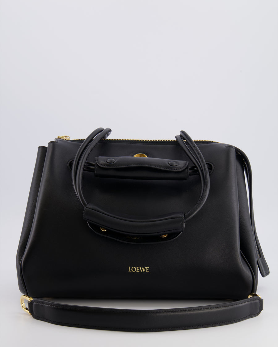Loewe Black Supple Calfskin Medium Madrid Bag with Gold Hardware RRP £4,200