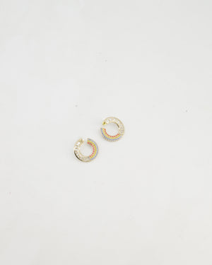 Chanel 23C Rainbow Loop Earrings with Logo & Crystals Details