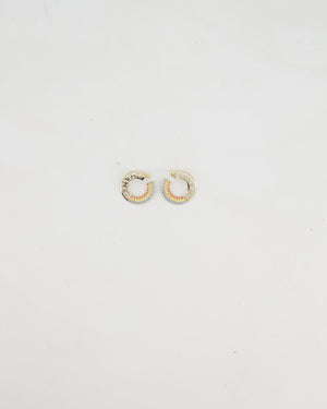 Chanel 23C Rainbow Loop Earrings with Logo & Crystals Details
