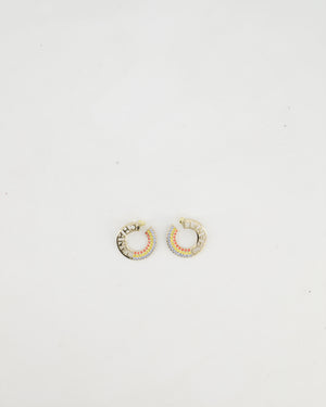 Chanel 23C Rainbow Loop Earrings with Logo & Crystals Details