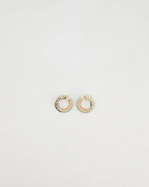 Chanel 23C Rainbow Loop Earrings with Logo & Crystals Details