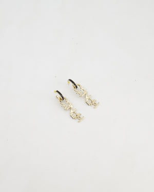 *HOT* Chanel 22K Large Champagne Gold Pendant Earrings with Logo Detail