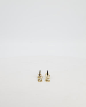 *HOT* Chanel 22K Large Champagne Gold Pendant Earrings with Logo Detail