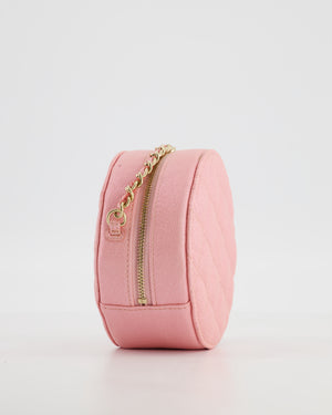 Chanel Iridescent Pink Round Clutch with Chain in Caviar Leather with Gold Hardware