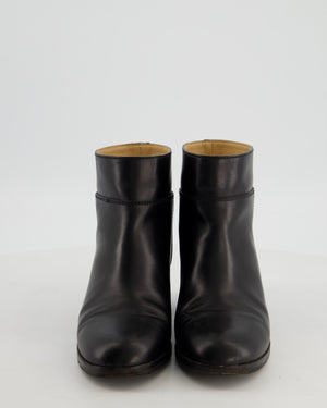 Chanel Black Leather Ankle Boots with Gold CC Logo Size EU 37