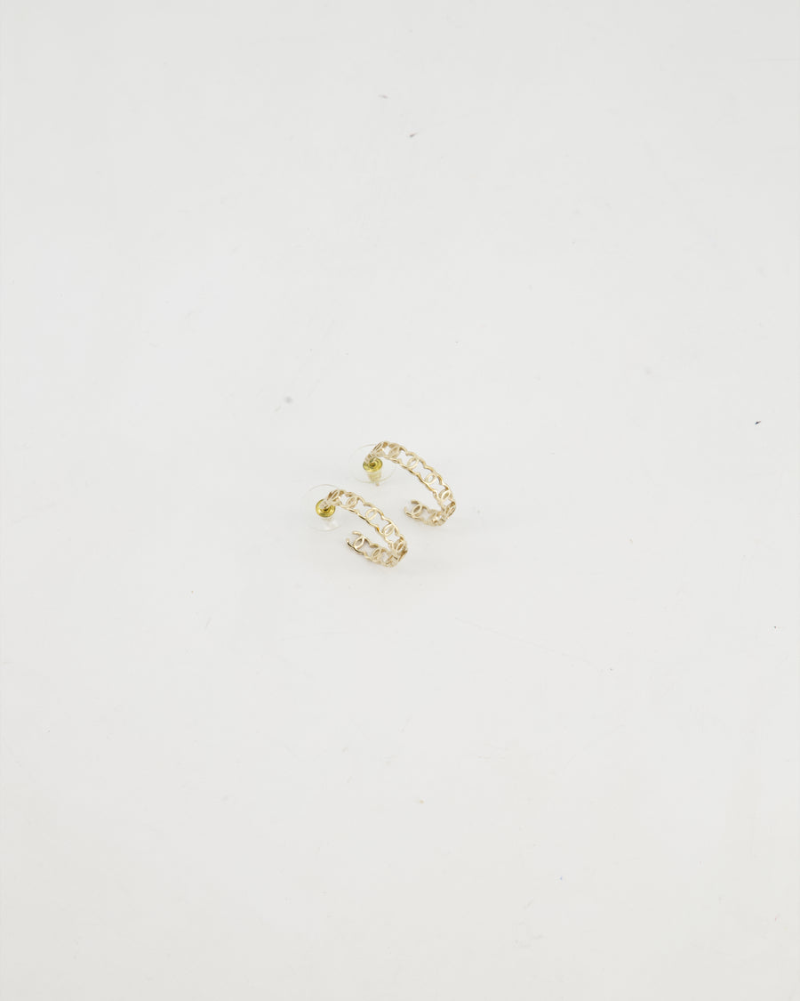 Chanel 22B Gold CC Logo Hoop Earrings