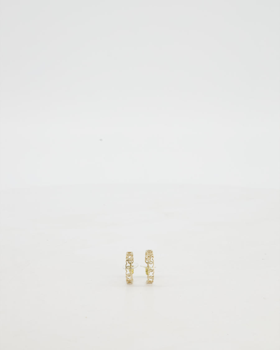 Chanel 22B Gold CC Logo Hoop Earrings