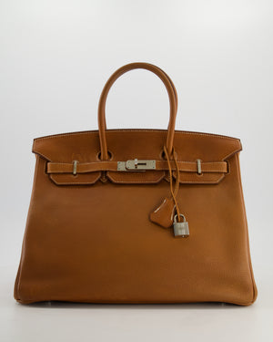 *RARE* Hermès Birkin 35 Retourne Bag in Fauve Barenia Faubourg Leather with Palladium Hardware