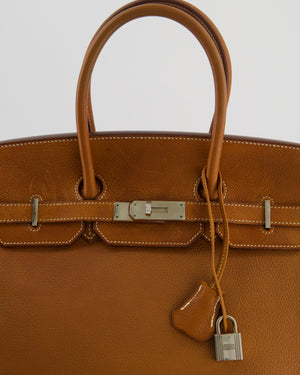 *RARE* Hermès Birkin 35 Retourne Bag in Fauve Barenia Faubourg Leather with Palladium Hardware