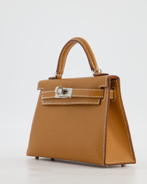 *NEW STAMP* Hermès Mini Kelly II 20 Bag in Gold Epsom Leather with Palladium Hardware
