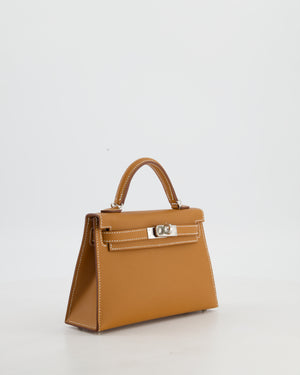 *NEW STAMP* Hermès Mini Kelly II 20 Bag in Gold Epsom Leather with Palladium Hardware