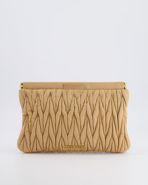 Miu Miu Beige Matelasse Leather Pouch Bag with Gold Hardware RRP £1,000