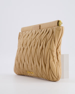 Miu Miu Beige Matelasse Leather Pouch Bag with Gold Hardware RRP £1,000