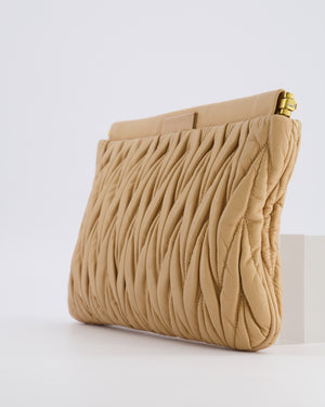 Miu Miu Beige Matelasse Leather Pouch Bag with Gold Hardware RRP £1,000