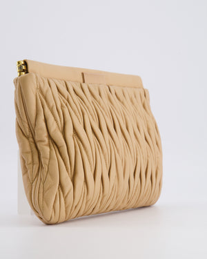 Miu Miu Beige Matelasse Leather Pouch Bag with Gold Hardware RRP £1,000