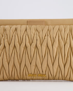 Miu Miu Beige Matelasse Leather Pouch Bag with Gold Hardware RRP £1,000