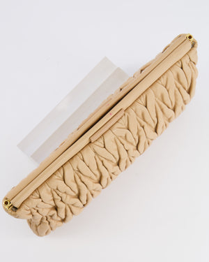 Miu Miu Beige Matelasse Leather Pouch Bag with Gold Hardware RRP £1,000