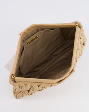 Miu Miu Beige Matelasse Leather Pouch Bag with Gold Hardware RRP £1,000