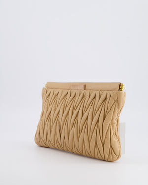 Miu Miu Beige Matelasse Leather Pouch Bag with Gold Hardware RRP £1,000