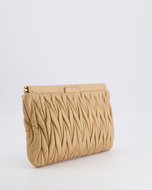 Miu Miu Beige Matelasse Leather Pouch Bag with Gold Hardware RRP £1,000