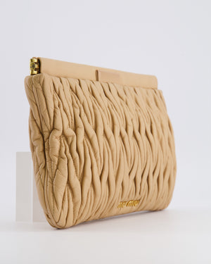 Miu Miu Beige Matelasse Leather Pouch Bag with Gold Hardware RRP £1,000