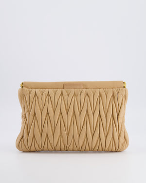 Miu Miu Beige Matelasse Leather Pouch Bag with Gold Hardware RRP £1,000