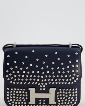 *HOT & RARE* Hermès Mini Constance III Miroir 18 Bag in Bleu Abysse Calfskin Box Leather with Palladium Hardware
