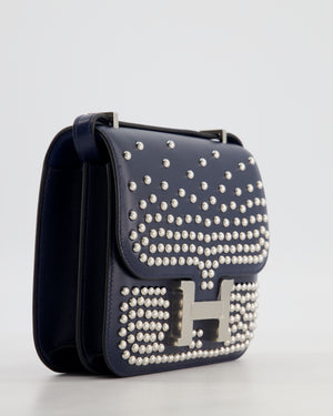 *HOT & RARE* Hermès Mini Constance III Miroir 18 Bag in Bleu Abysse Calfskin Box Leather with Palladium Hardware