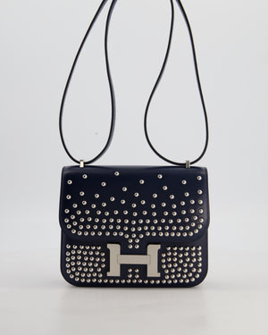 *HOT & RARE* Hermès Mini Constance III Miroir 18 Bag in Bleu Abysse Calfskin Box Leather with Palladium Hardware