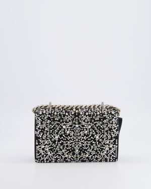 Alexander Mcqueen Black Crystal Embelished Suede Shoulder Bag with Skull and Spike Details