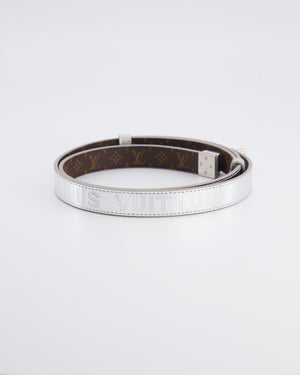 Louis Vuitton Silver Metallic Logo Belt Size 90cm