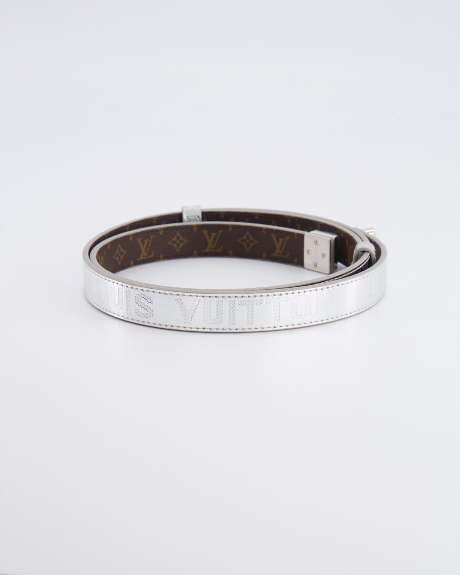 Louis Vuitton Silver Metallic Logo Belt Size 90cm