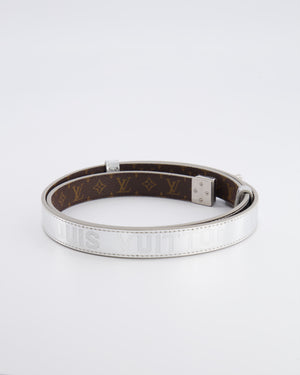 Louis Vuitton Silver Metallic Logo Belt Size 90cm