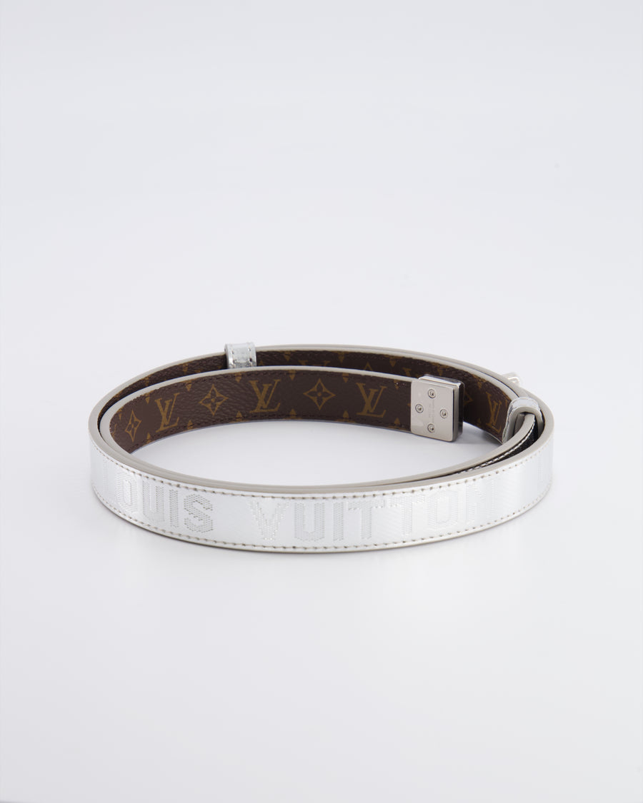 Louis Vuitton Silver Metallic Logo Belt Size 90cm