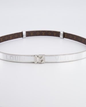 Louis Vuitton Silver Metallic Logo Belt Size 90cm
