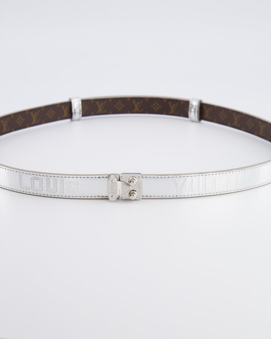 Louis Vuitton Silver Metallic Logo Belt Size 90cm