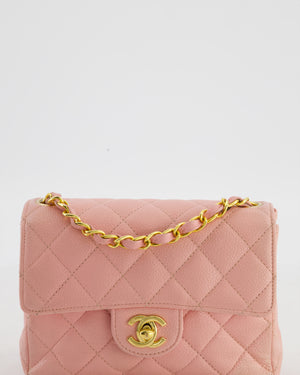 *HOT* Chanel Pink Mini Square Bag in Caviar Leather with 24K Gold Hardware