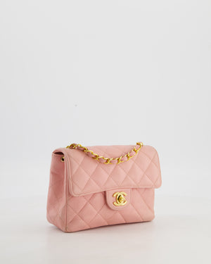 *HOT* Chanel Pink Mini Square Bag in Caviar Leather with 24K Gold Hardware