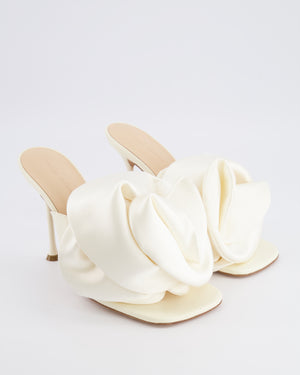 Magda Butrym White Satin Floral Appliqué Heeled Mules Size EU 39