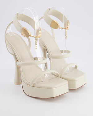 Cult Gaia Cream Elodie Platform Sandals with Gold Detailing Size EU 39 RRP £590