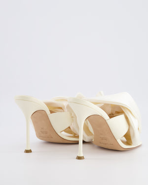 Magda Butrym White Satin Floral Appliqué Heeled Mules Size EU 39