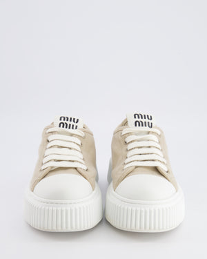 Miu Miu Beige and White Platform Trainers with Logo Details Size EU 39 RRP £730