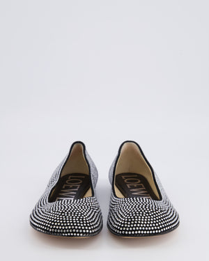 Loewe Black Suede Crystal Embellished Ballet Flats Size EU 39 RRP £1,200