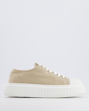 Miu Miu Beige and White Platform Trainers with Logo Details Size EU 39 RRP £730