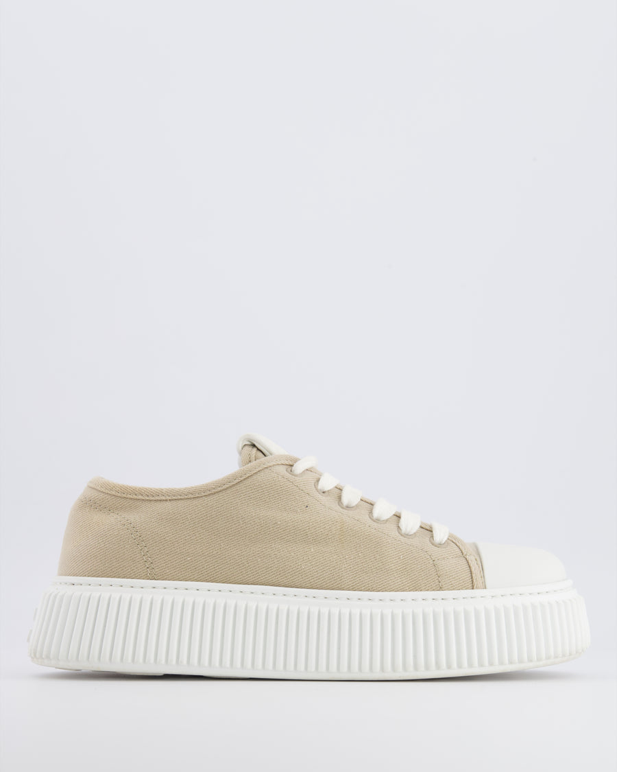 Miu Miu Beige and White Platform Trainers with Logo Details Size EU 39 RRP £730