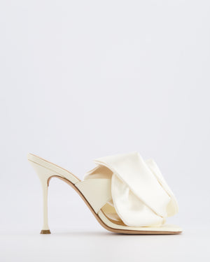 Magda Butrym White Satin Floral Appliqué Heeled Mules Size EU 39