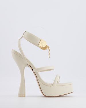 Cult Gaia Cream Elodie Platform Sandals with Gold Detailing Size EU 39 RRP £590
