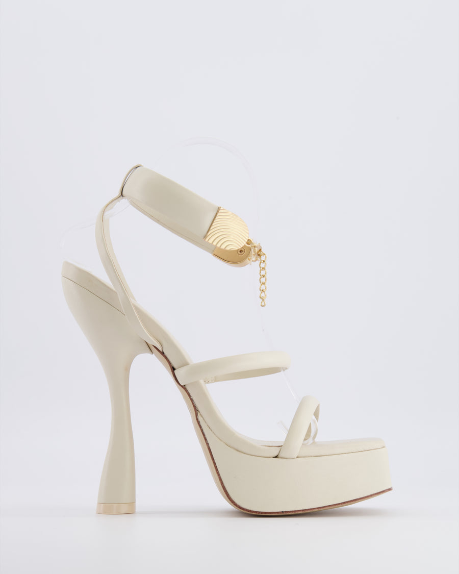 Cult Gaia Cream Elodie Platform Sandals with Gold Detailing Size EU 39 RRP £590