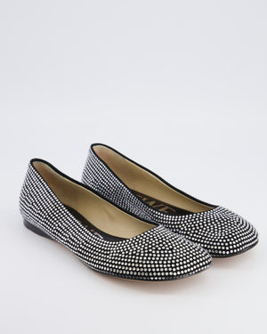 Loewe Black Suede Crystal Embellished Ballet Flats Size EU 39 RRP £1,200